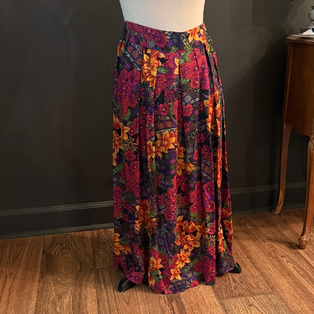 Norton McNaughton Floral Midi Skirt - Multicolor vintage pleated